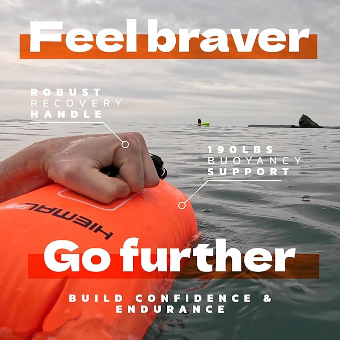 Swim Buoy for Open Water with Dry Bag 15L - Fully Waterproof Swim Bubble - Be Safe with Higher Visibility Toughened Nylon and Rest Handle Swimming Buoy - Open Water Buoy for All Season Swimmers