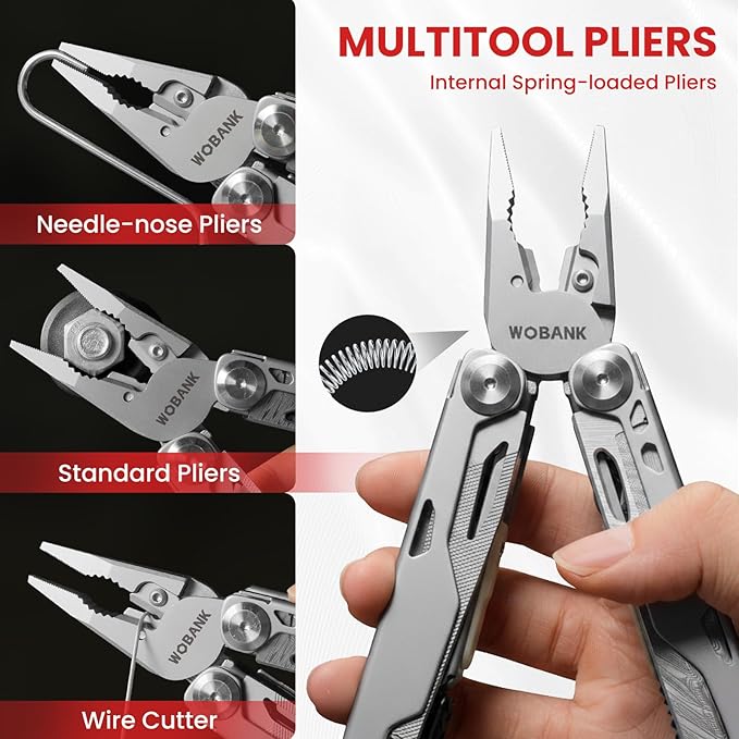 Multitool 29-in-1 Stainless Steel Multi Tool Pliers with Screwdriver Sleeve Damascus Pocket Knife Nylon Sheath for Survival Camping Hunting and Hiking