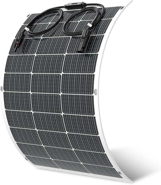 Viewsun Flexible Solar Panel 100 Watt 16BB Mono Cell Fiberglass Bendable Solar Panels Lightweight &amp Urtra-Thin for RV Camping Boat Balcony Roof YachtUneven Surface