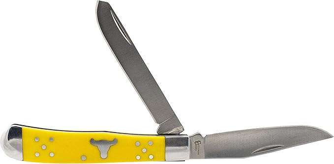 Trapper Series Yellow Folding Pocket Knife – 2 Stainless Steel Blades in 1 Knife
