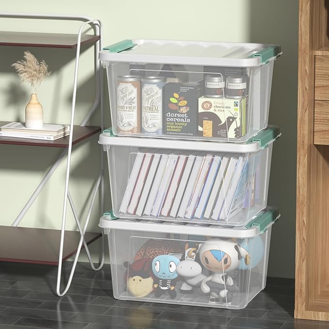 6-Pack Clear Plastic Storage Boxes 20 Quart Plastic Storage Bins with Lids