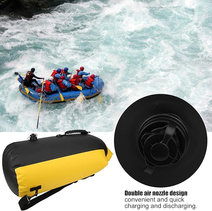 60l Dry Bag Double Air Nozzle Water Proof Backpack Electrostatic Adsorption Dry Storage Bag Backpack with Shoulder Strap for Travel Swimming Boating Kayaking