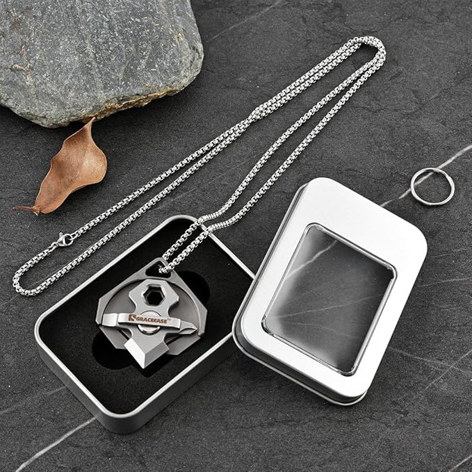 Titanium alloy EDC multi-function tool four-in-one including unpacking knife screwdriver M8 board handle and other functions outdoor multi-function tool Daily wear and wear