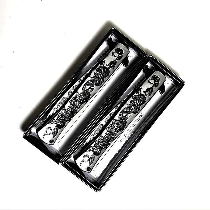 Custom Black or Blue Rose Folding Pocket Knife – Personalized Engraved Tactical Pocket Knife Gift for Him Husband Dad Boyfriend Groomsmen