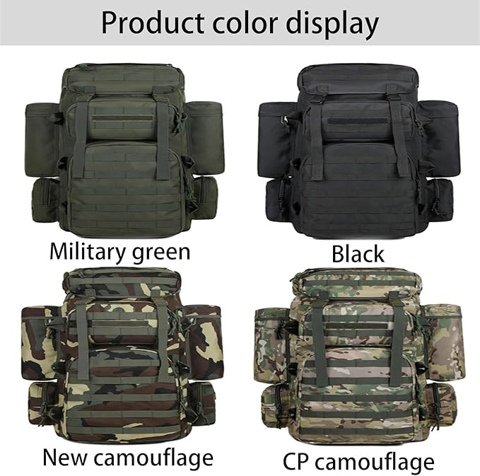 70L Military Tactical Backpack Waterproof Hiking Rucksack 3 Day Bug Out Bag Outdoor Camping Pack Army Green