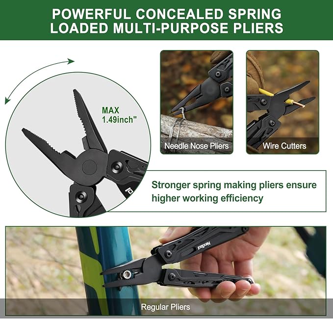 NexTool Multitool 11 in 1 Multi Tool with Needle Nose Pliers Scissors and Screwdriver Bits Stainless Steel Multi Tool Pocket Knife with Safety Locking for CampingFishingHiking Mens Gifts Unique