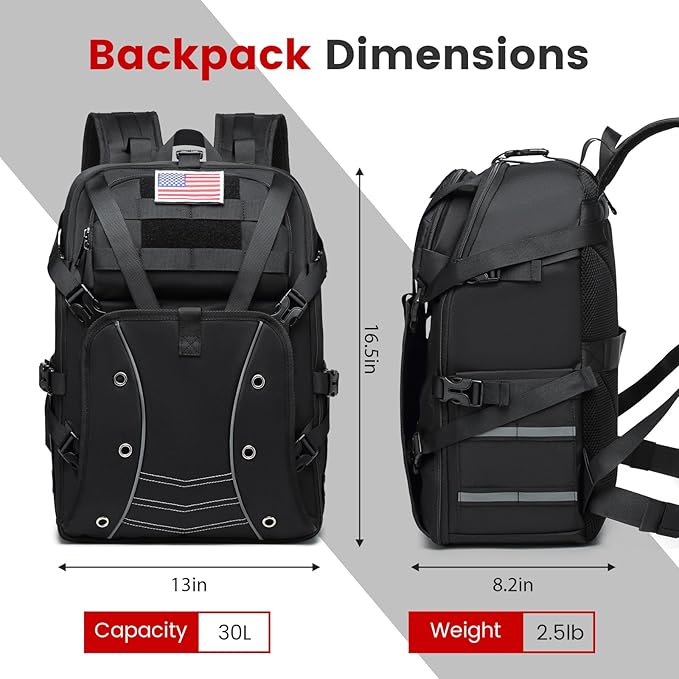 Motorcycle Backpack Helmet Bags Large Capacity Waterproof Helmet Backpack for Men Motorcycle Accessories Storage Cycling Bag(Black)