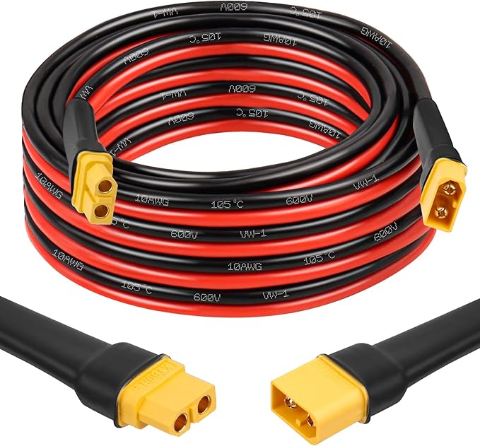 MOOKEERF XT60 Extension Cable 10AWG 15FT XT60 to XT60 Cable with Male to Female Connector for Portable Power Station Solar Panel RC Battery