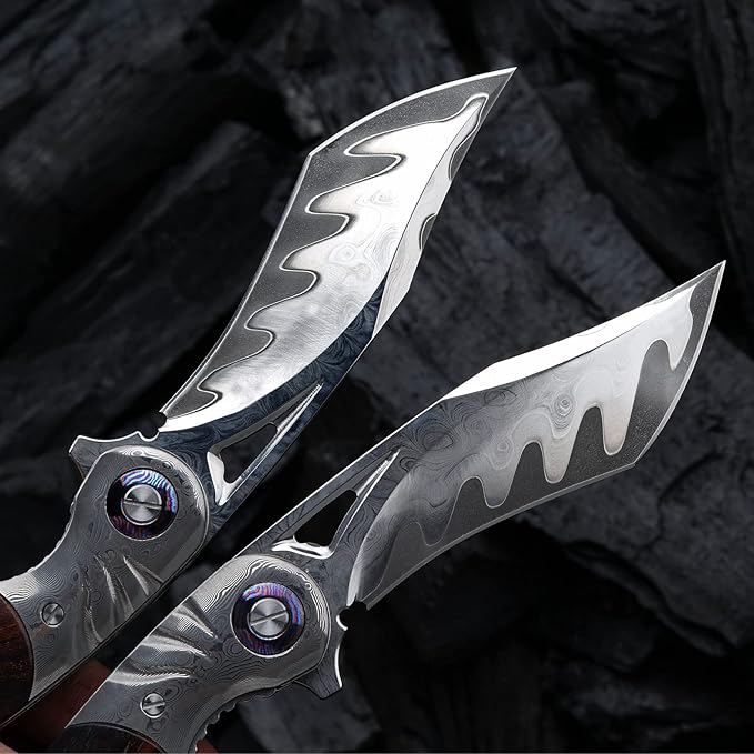 3.7 Inch Folding Pocket Knife Japanese SKD11 Damascus Steel Blade - Outdoor Camping Knife EDC Tactical Knife Forged Steel with G10 Handle Portable Survival Knife for Hunting Hiking