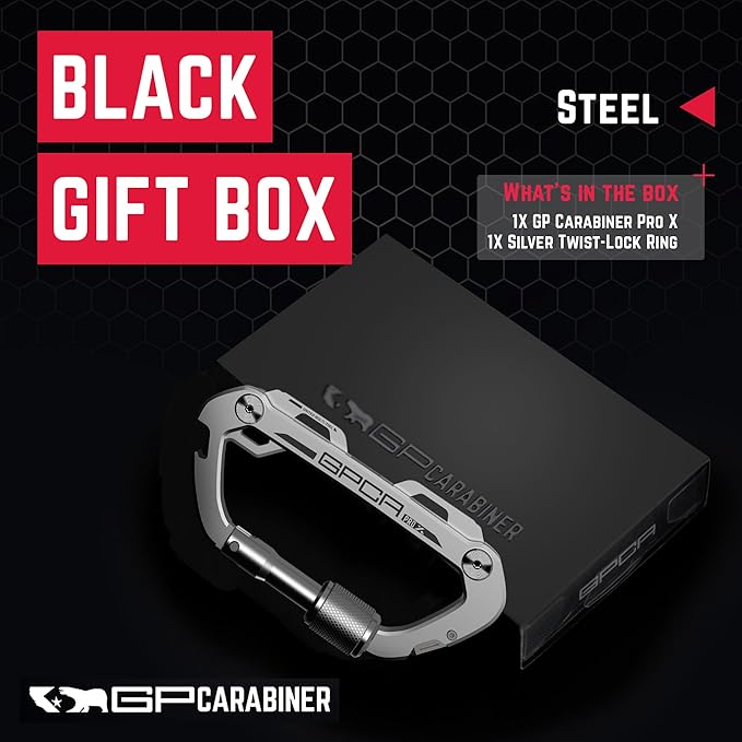 GPCA Carabiner Multitool - Carabiner Heavy Duty Key Clip for Keys Bottle Opener Screwdriver Box Cutter Ruler Keychain Clip Keychain Organizer EDC Gear for Camping &amp Hiking - Gifts for Men