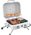 Kenmore Portable Propane Gas Grill - Tabletop BBQ Grill with Warming Rack 2 Stainless Steel Burners with 14000 BTUs for Outdoor Kitchen Camping Pearl