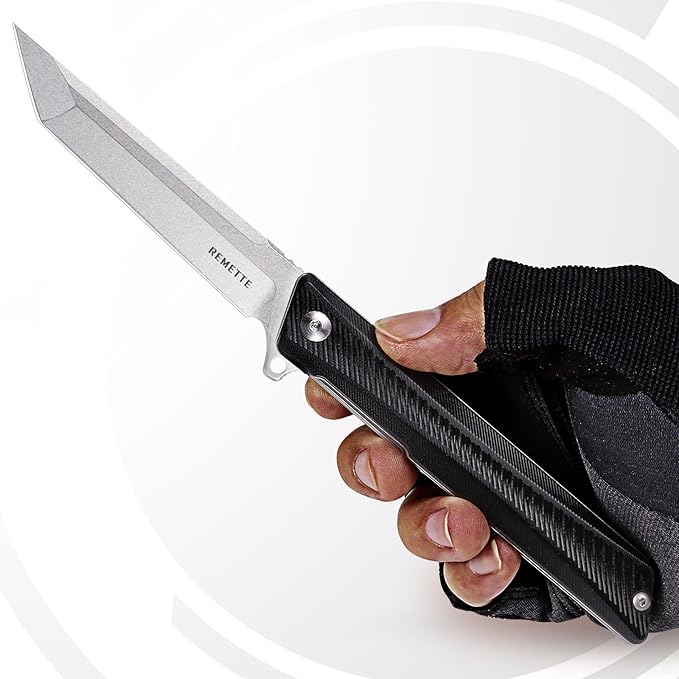 REMETTE Pocket Knife GD22K Flipper Open D2 Steel Tanto Folding knife with Durable G10 HandleMen Women Everyday Carry EDC KnifeSharp Camping Hiking Daily Work Knives