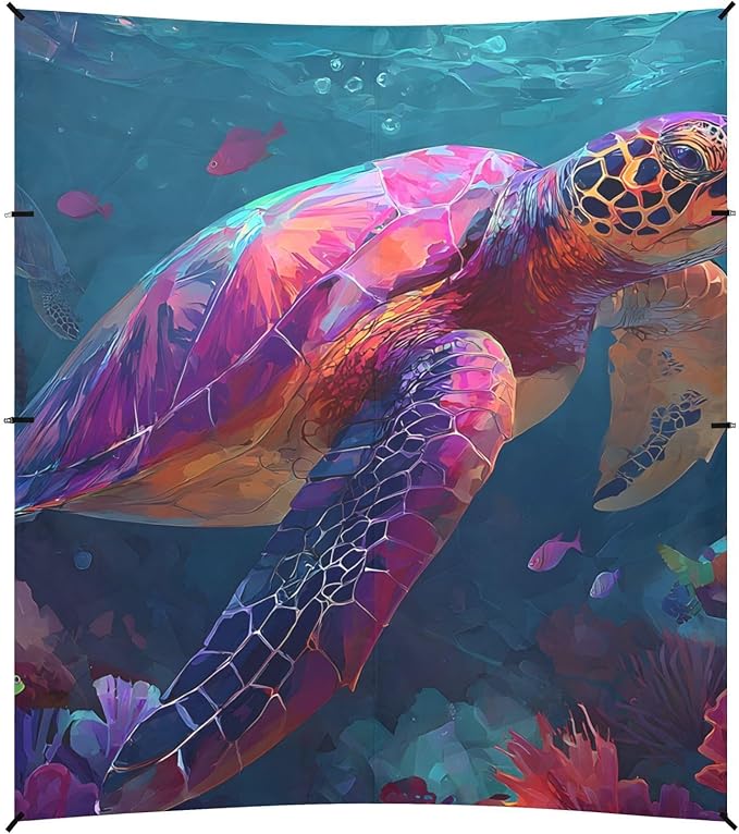 ALAZA Pretty Turtle Underwater Beach Tent Sun Shelter Portable Canopy Sunshade for Outdoor Camping Picnics Backyard Fun 10x9 ft