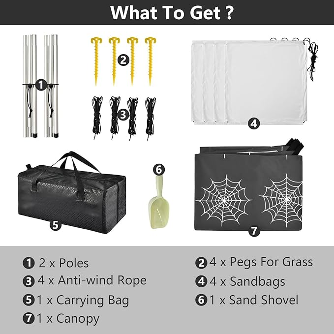 ALAZA Black and White Spider Web Pattern Beach Tent Sun Shelter Portable Canopy Sunshade for Outdoor Camping Picnics Backyard Fun 10x9 ft