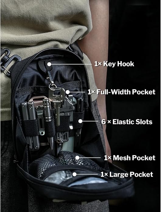 VIPERADE CHS3 Tactical Utility Pouch Organizer Molle EDC Waist Pouch Shoulder Bag with Adjustable Strap EDC Sling Bag Tactical Fanny Pack for Men