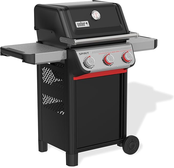Weber Spirit E-325 Liquid Propane Gas Grill for Outdoor Cooking and BBQ 3 Burners and 2 Boost Burners Black – Porcelain-Enameled Cast-Iron Grates Sear Zone