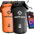 Earth Pak Waterproof Dry Bag - Roll Top Waterproof Backpack Sack (30L Orange &amp 30L Black)