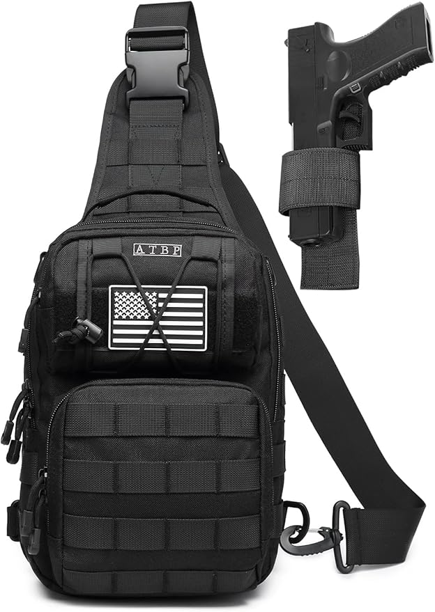 ATBP Tactical Sling Backpack Bag Pack for Men Military One Strap Shoulder Backpack Crossbody Bag With Holster 10 Liters