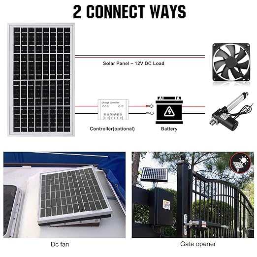ECO-WORTHY 10W Solar Panel Battery Charger Portable for Charging 12V Battery or Vehicle Gate OpenerElectrical Fence Chicken Coop Lawn Tractor Boat