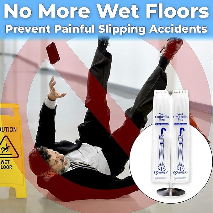 Heavy Duty Universal Fit Umbrella Rain Bags. 500Pk Big Covers for Wet Umbrellas. Large Disposable Clear Plastic Sleeves Keep Church or Lobby Floors Dry. Perfect Refill for Any Bag Stand or Holder.