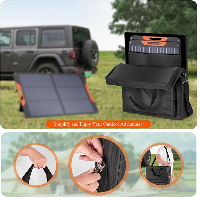 Solar Panel Carrying Case - Heavy Duty Padded Storage Bag for Jackery SolarSaga 100W Waterproof Travel Case compatible with Zoupw 100w 110wwith Pockets for Cables Accessories