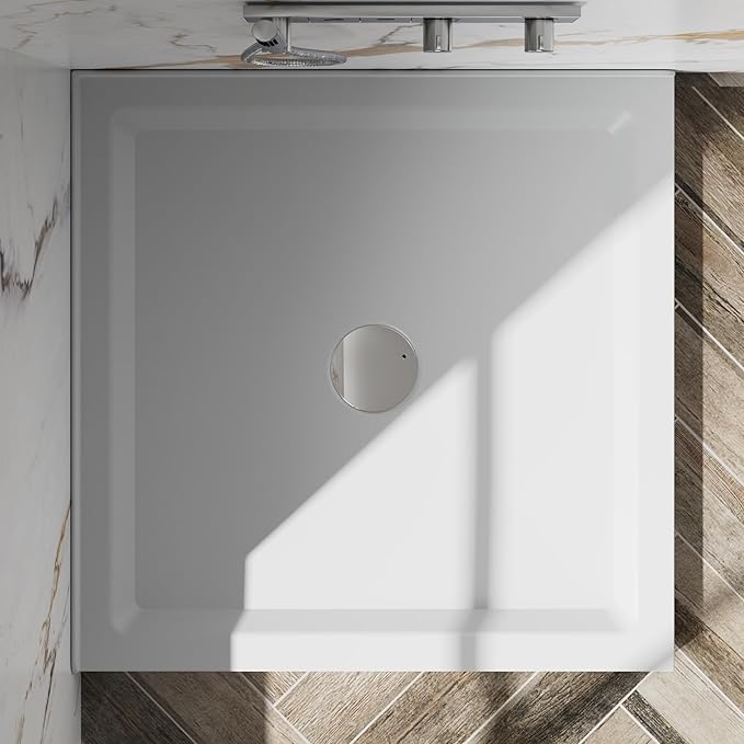Shower panGoodyo 36 x 36 Shower Base with Double Threshold and Center Drain White Drain not Included