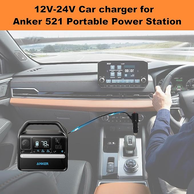 65W Power Adapter with 65W Car Charger for Anker Portable Power Station A1720 Anker 521/523/533 A1730/A1731 Powerhouse II 300 (256Wh/288Wh/389Wh) and 300W/200W Solar Power Station