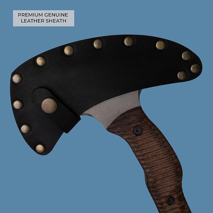 AncientSmithy Tomahawk Axe - Handmade Tactical Tomahawk Hatchet - Full Tang Combat Axe for Military Camping and Outdoor Activities (Hatchet with Leather Sheath)