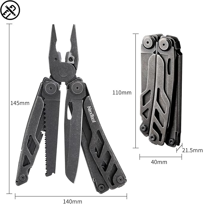 NexTool Heavy Duty Multitool Pliers with Pocket Scissors Replaceable Wire Cutters Nylon Sheath Folding Multitool Knife with Safety Lock for Camping Survival Home Repair DIY
