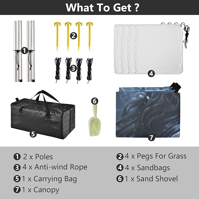 Game Anime Winter Playroom Foldable Beach Cabana UPF50+ Protection Waterproof Portable Sun Shelter with Sturdy Poles Sandbags and Shovel for Camping Picnics Backyard