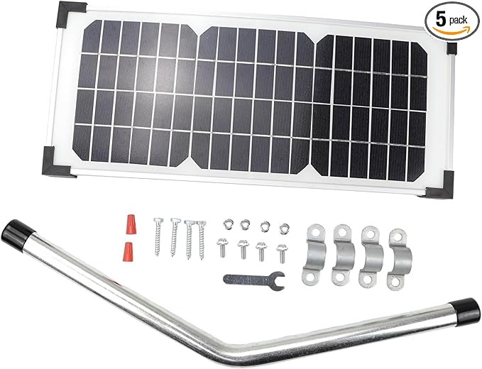 FM123 10 Watt Solar Panel Kit Fit for Mighty Mule Automatic Gate Openers Black Cell MM571W MM371W 571W MM271 MM371W MM360 MM560 MM562 FM350 MM260 MM560 FM200 FM350 FM500 FM502 FM700