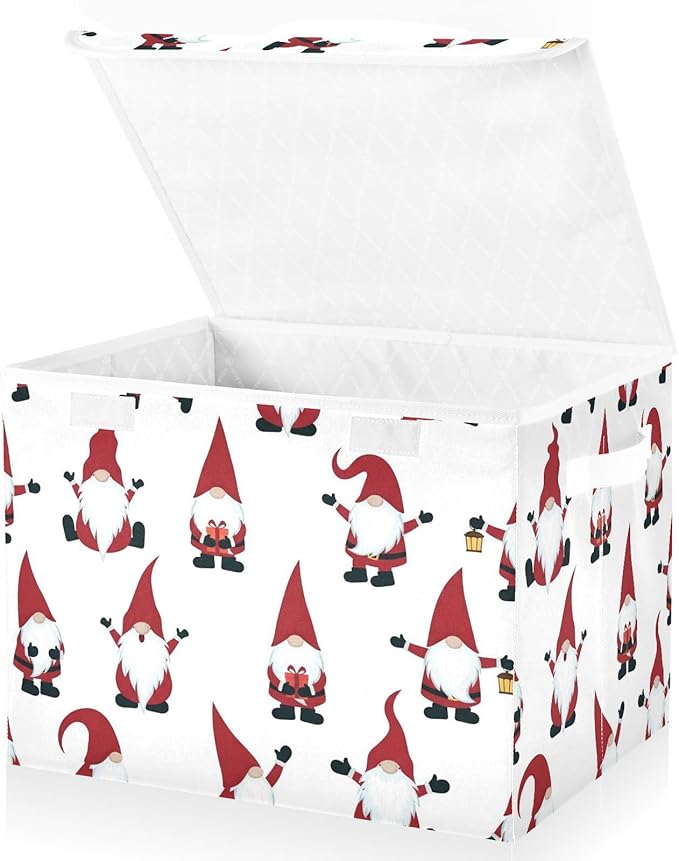 senya Christmas Baskets Collapsible Storage Bins with Lids Christmas Gnomes Storage Boxes Clothes Baskets for Organizing
