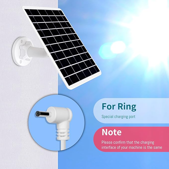 2-Pack 5W 6V Solar Panel for Ring Camera Solar Charger Compatible with Spotlight Cam Plus/Pro(Battery) Stick Up Cam/Pro Spotlight Battery 13FT Cable with Ring Barrel Adapter to USB-C
