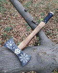 Handmade High Carbon Steel Double Edge Viking Axe - Valhalla Axe with Sheath - Viking Hatchet - Hunting Axe - Ash Wood Handle by Empire Industry