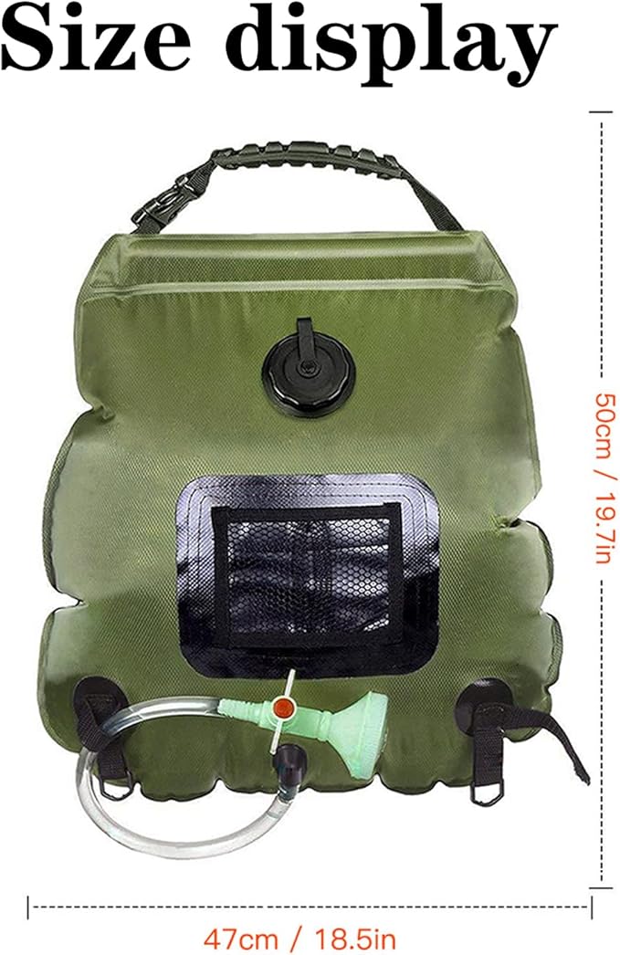 ALI2 Solar Shower Bag 5 Gal/20L Solar Heating Camping Shower Bag with Removable Hose&ampOn-Off Switchable Shower Head for Camping Traveling Hiking Beach Swimming
