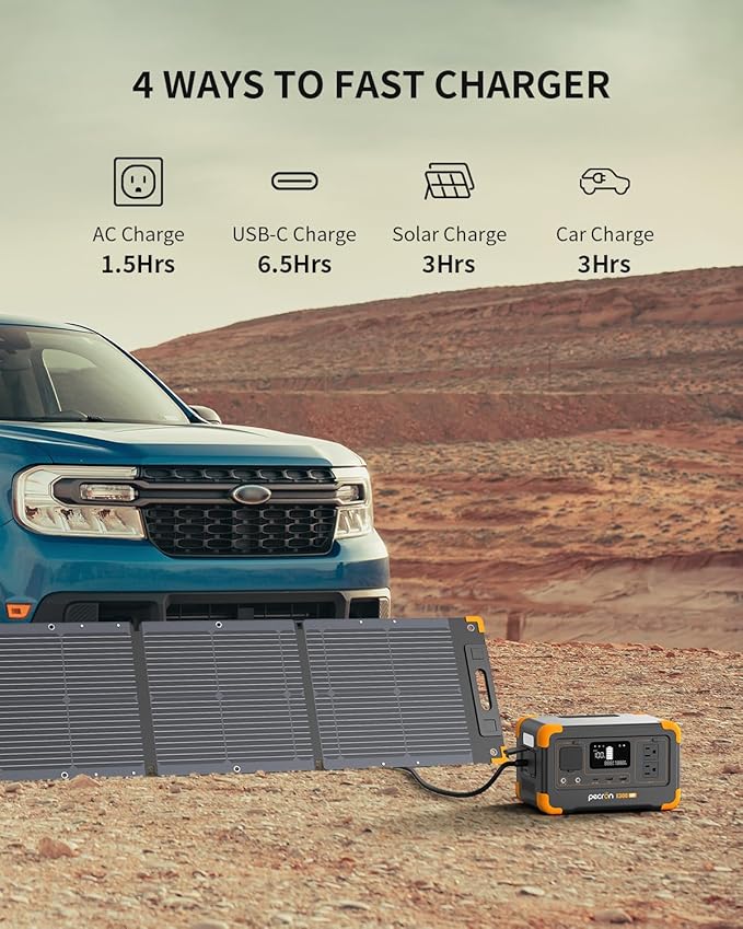 pecron Portable Power Station E300LFP 288Wh Solar Generator 2 Up to 600W AC Outlets Generator LiFePO4 Battery Fast Charging Power Station for Home Use RV Camping(Solar Panel Optional)