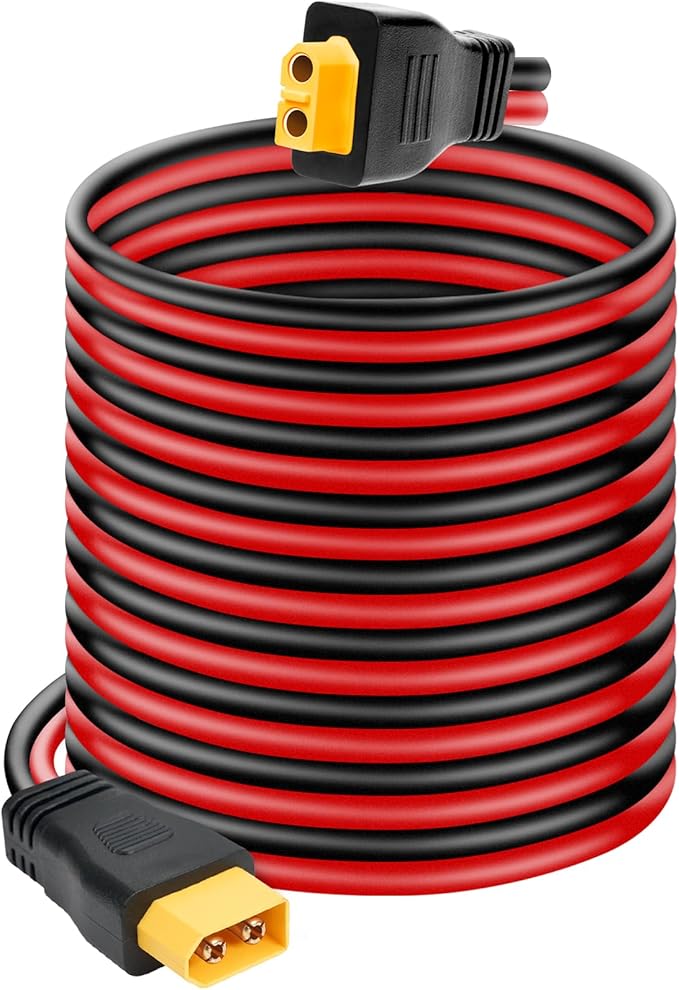 Ansoufien 10AWG XT60 Extension Cable 20FT XT60 Cable with Male to Female Connector for Portable Power Station Solar Panel RC Battery