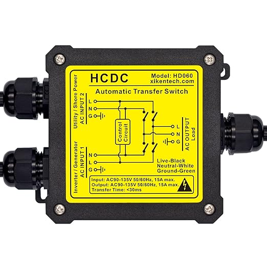 AC120V 15Amp Automatic Transfer Switch ATS Auto Transfer Switch (NEMA 5-15P/R)