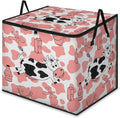 Large Milk Cow Storage Bags with Lid XL Blanket Clothes Storage Bins Foldable Organizers Storage Containers with Handle for Comforters Bed Sheets Pillows Cow