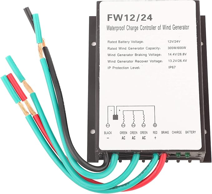 Wind Turbine Generator Charge Controller Regulator Model FW12 24 - Integrated Rectifier and Brake Circuit IP67 Automatic Battery Charging Management for Wind Turbines