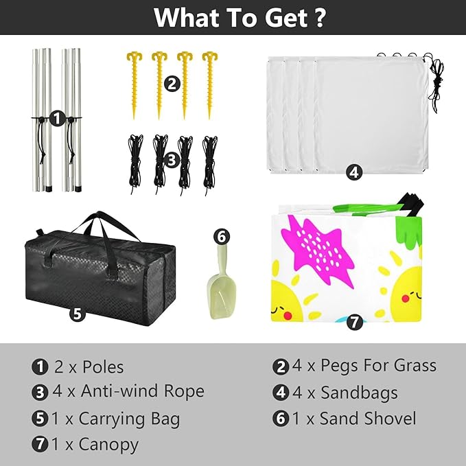 xigua Crocodiles Beach Tent Sun Shelter with Carrying Bag - Silver Coated Oxford Fabric Beach Canopy for Beach Camping Fishing - Includes Windproof Ropes Sandbags &amp Stakes