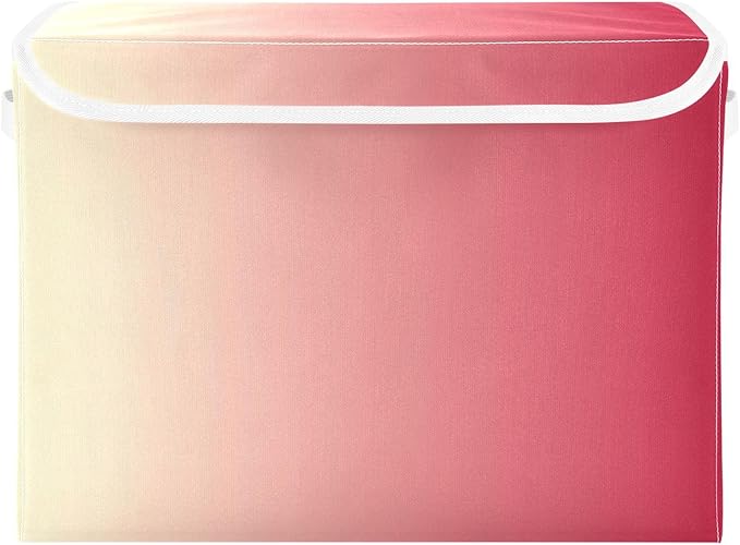 Red Gradient Storage Box with Lid Foldable Bedroom Storage Organizers and Storage for Home Studyroom Home Decor
