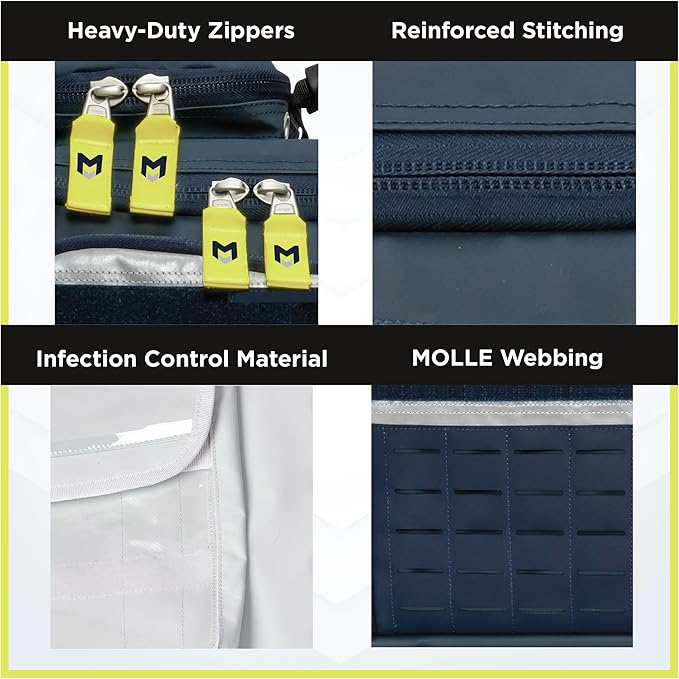MERET OMNI™ PRO X Tactical Medical Backpack – Modular Trauma First Aid Kit Bag for EMS EMT &amp First Responders MOLLE Medical Gear Organizer with Infection Control Material Navy Blue