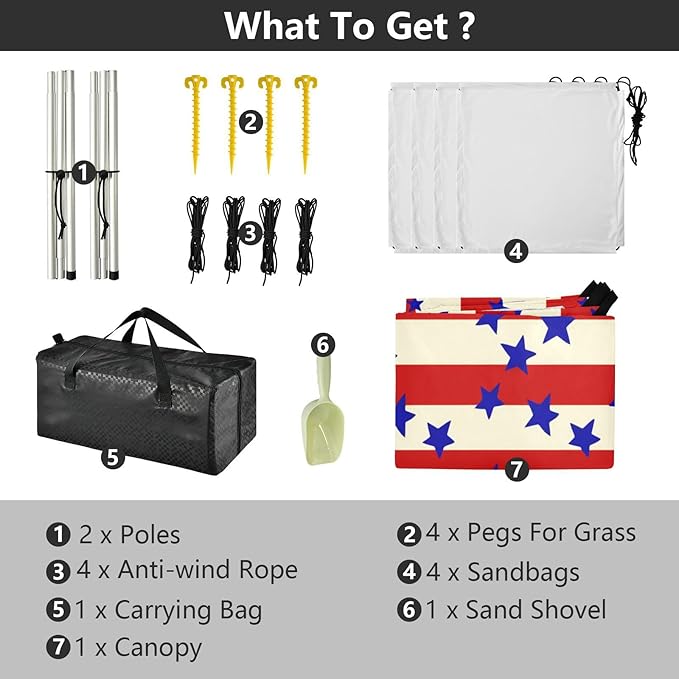 xigua Star Beach Tent Sun Shelter with Carrying Bag - Silver Coated Oxford Fabric Beach Canopy for Beach Camping Fishing - Includes Windproof Ropes Sandbags &amp Stakes