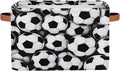 Pardick Sport Football Soccer Basket Storage Bins Large Fabric Toys Storage Cube Box with Handles Collapsible Closet Shelf Cloth Organizer Basket for Nursery Bedroom Bathroom Holiday Gift