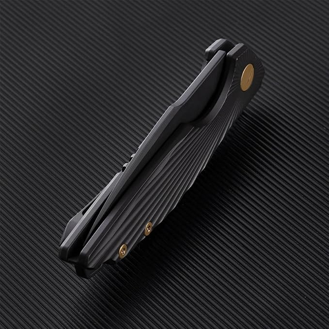 Folding Knife Pocket Knife EDC Knife with Clip Survival Knife Hunting Knife - M390 Steel Titanium Handle - Outdoor Hunting Survival Camping Knife with Sheath (Black)