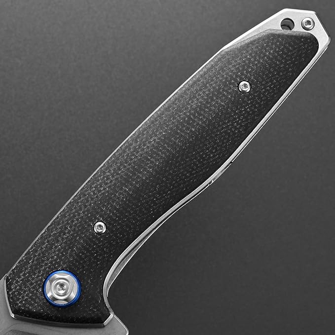 Eafengrow EF972 Folding Knife D2 Steel Blade Micarta Handle Pocket Knife Folder for Outdoor Camping Hiking Working EDC Tool Knife(Black)