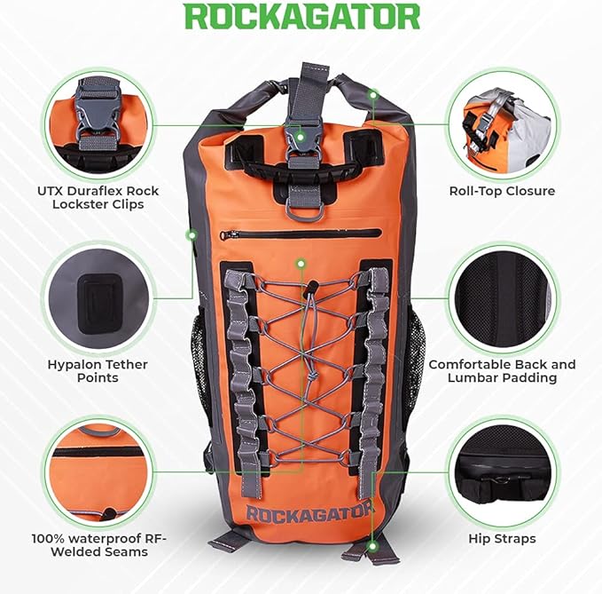 Rockagator Waterproof Backpack - HYDRIC Series Water Proof Floating Dry Bag River Pack (Red Rock 40 L)