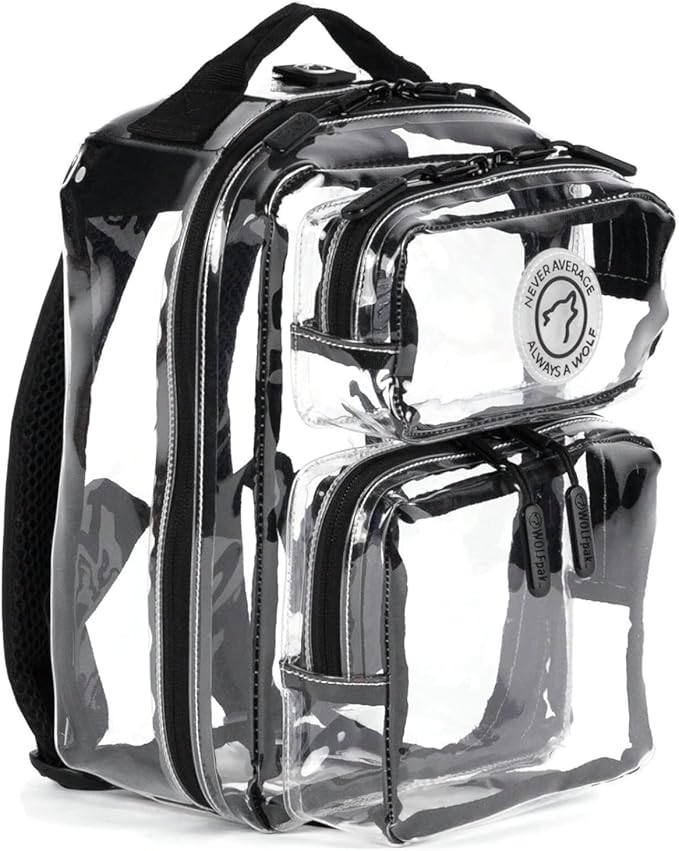 WOLFpak 9L Mini Tactical Backpack for Men &amp Women | Compact Small Everyday Carry Bag for Gym School Travel | Durable Water-Resistant Daypack with Molle System and Patch Panel (Clear)