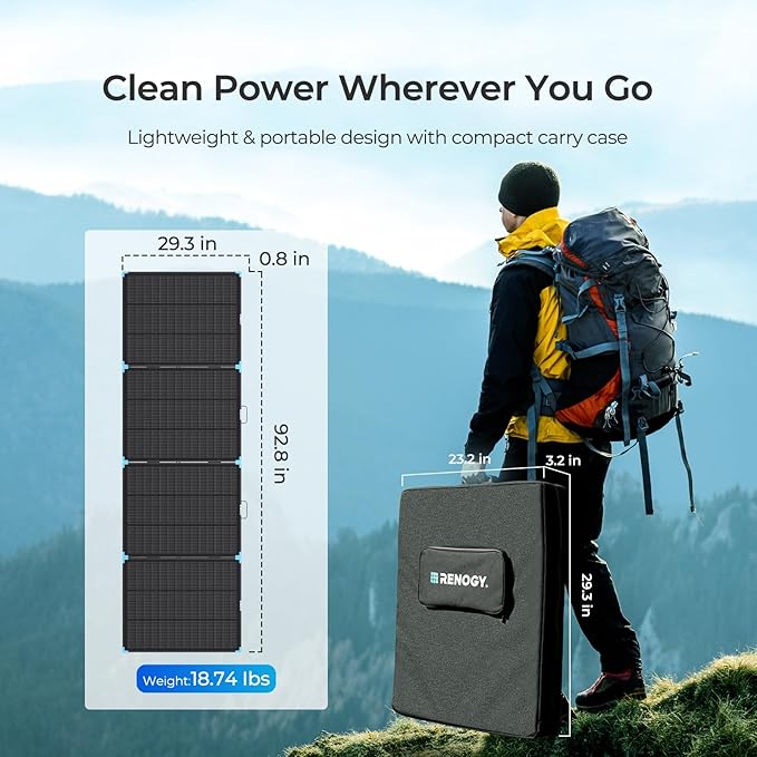 Renogy 300W Portable Solar Panel Suitcase 25% High Efficiency N-Type Foldable Solar Charger for Power Station Durable for Decades 17% Lighter with Kickstands for RV Camping Off-Grid Blackouts